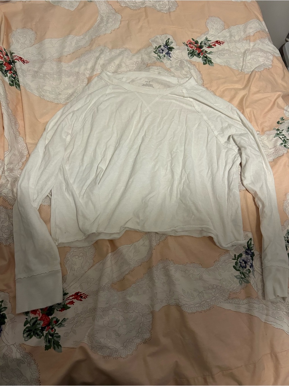 Aerie White Long-Sleeve Cropped Shirt